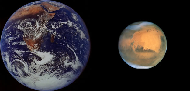 Comparatif de la dimension de Mars  celle de le Terre